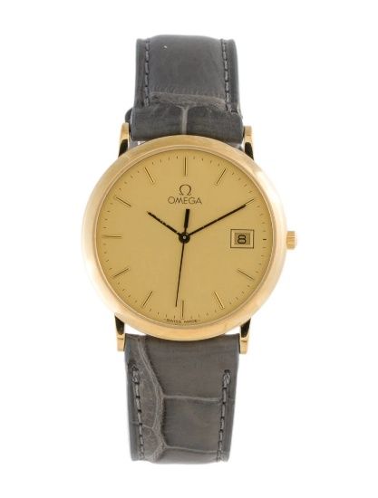 Omega De Ville 18k Gold-pl Qtz Men's 32mm