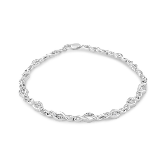 Round .01ct Diamond Curved Spiral Link Bracelet