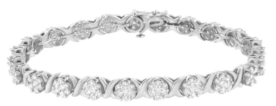 14k W. Gold Round 4.88ct Diamond Tennis Bracelet
