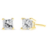 14k Gold Princess .20ct Diamond Classic Earrings