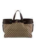 Gucci Brown Canvas Gold-tone Hdw Weekender Bag