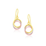 14k Tri-color Gold Open Entwined Circles Earrings