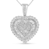 10k Gold Multi-cut .99ct Diamond Heart Necklace