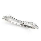 14k Wgold Round .12ct Diamond Pave Set Curved Band