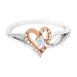 10k Gold-pl .20ct Diamond Accent Open Heart Ring