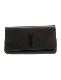 Saint Laurent Grain De Poudre Leather Tonal Clutch