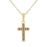 10k Gold-pl. Round .25ct Diamond Cross Necklace