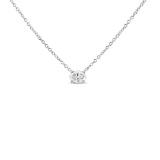 14k Gold Oval Cut .41ct Diamond Solitaire Necklace
