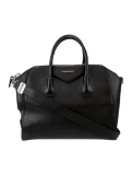 Givenchy Blk Leather Silver-tone Hdw Top Hdl Bag