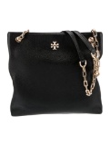 Tory Burch Blk Leather Chain-link Snap Shldr Bag