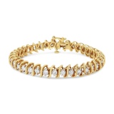 Certified 18k Gold 5.00ct Diamond S-link Bracelet