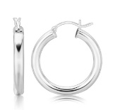 Sterling Silver High Polished Hoop Earrings 25mm