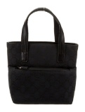 Gucci Black Canvas Silver-tone Hdw Top Hdl Bag