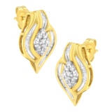 10k Gold .33ct Diamond Cluster Swirl Earrings