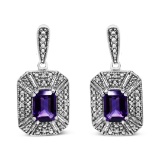 Elegant 2.65ct Amethyst & Diamond Accent Earrings