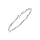 14k White Gold Stretch With .14ct Diamonds Bangle