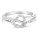 Elegant Round .13ct Diamond Open Heart Ring