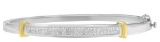 14k Two Tone Gold 1.00ct Diamond Bar Bangle