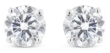 14k White Gold Round 1.50ct Diamond Stud Earrings