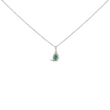 10k Gold .32ct Emerald & Diamond Halo Necklace