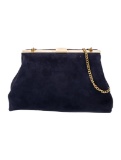 Mansur Gavriel Blue Suede Push-lock Evening Bag