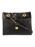 Mcm Black Pvc Vintage Visetos Snap Shldr Bag
