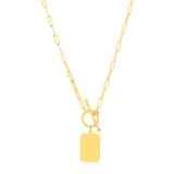 14k Gold Rectangle Bar Front Toggle Clasp Necklace