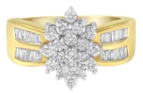 10k Gold .96ct Diamond Star Cluster Cocktail Ring