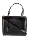 Christian Dior Vtg Blk Leather Beaded Top Hdl Bag