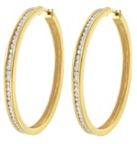 14k Gold 1.00ct Diamond Channel Set Hoop Earrings