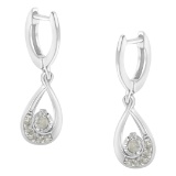 Round .23ct Diamond Drop & Dangle Hoop Earrings