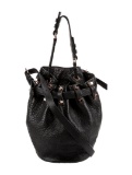 Alexander Wang Blk Leather Rose Studded Bucket Bag