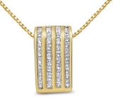 14k Gold Princess 2.50ct Diamond Block Necklace