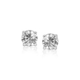 14k Wgold Round 1.50ct White Topaz Stud Earrings