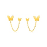14k Gold Two Hole Post Earrings With Butterflies