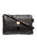 Mcm Blk Nylon Gold-tone Hdw Zip Cls Messenger Bag