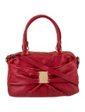 Salvatore Ferragamo Red Leather Zip Top Hdl Bag