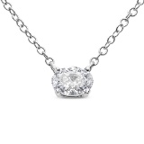 14k Gold Oval .50ct Diamond Solitaire Necklace