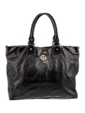 Tory Burch Blk Leather Gold-tone Hdw Top Hdl Bag