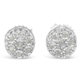 Elegant Round .15ct Diamond Cluster Stud Earrings