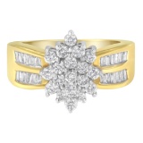 10k Gold .96ct Diamond Starburst Cluster Ring