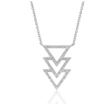 14k Wgold Round .18ct Diamond Triangle Necklace