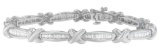 14k Wgold Baguette 2.00ct Diamond X-link Bracelet