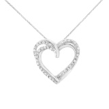 Round .25ct Diamond Woven Double Heart Necklace