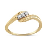 10k Gold-pl. .10ct Diamond Three-stone Bypass Ring