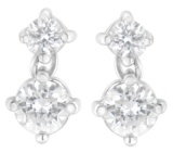14k Wgold 1.00ct Double Diamond Stud Earrings