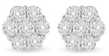 14k Wgold 3.00ct Diamond Flower Stud Earrings