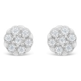 Round .25ct Diamond Floral Cluster Stud Earrings