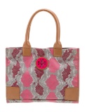 Tory Burch Floral Print Neutrals Canvas Tote