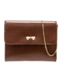 Nina Ricci Brn Leather Bow & Chain-link Shldr Bag